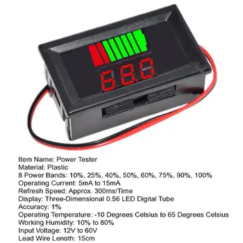 12V-60V LED Digitálny Displej s Nízkou spotrebou Varovanie 8-Stupni energetické Rozlíšenie Kapacita Batérie Indikátor Domácnosť Príslušenstvo