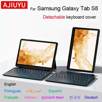 AJIUYU Multi-Uhol Touchpad Odnímateľný Bluetooth Klávesnicu, obal Pre Samsung Galaxy Tab S8 11 palcový SM-X700 X706 Tablet Smart Cover