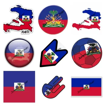 Funny Auto Nálepky Haiti Vlajka Auto Styling Mapu Vinylové Nálepky Vodeodolný opaľovací Krém Anti-Reflexná UV PVC Obtlačok na Telefón, Notebook