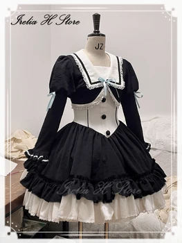 Irelia H Obchod Ayanami Rei Cosplay Kostým ženy Anime Gothic lolita šaty žena čierne a biele dlhé rukávy
