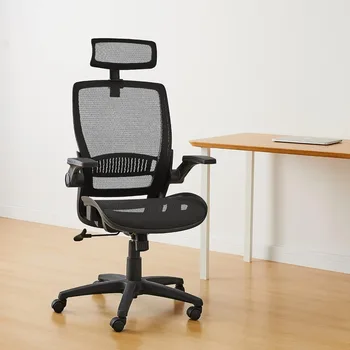 Kancelárske stoličky, nastaviteľná výška operadla stoličky s prehodiť opierky a opierky hlavy, predstavovať mesh dizajn sedadlá - čierna