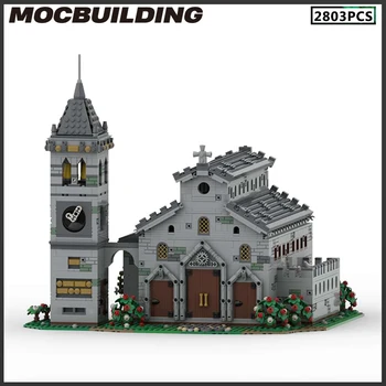 MOC Stavebné Bloky Stredovekého Kostola Architektonický Model Modulárny Tehly DIY Montáž Kreatívne Nápady Zbierku Hračiek Vianočný Darček