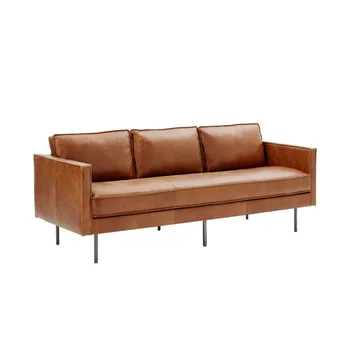 Moderný jednoduchý luxusný nábytok do obývacej izby Moderné retro kožené tri osoby gauč Office kožená sedačka