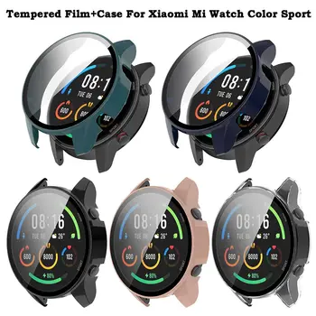 Ochranné puzdro Pre Xiao MI Watch Color Sport Full Screen Protector Kryt Plášťa Tvrdeného Skla Film Smart Hodinky Nárazníka