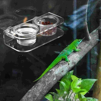 Plaz Feeder s 10Pcs Misy - Plaz Misku Vody Jedlo Transparentné Kŕmenie Povodí pre Gecko Lizard Hady
