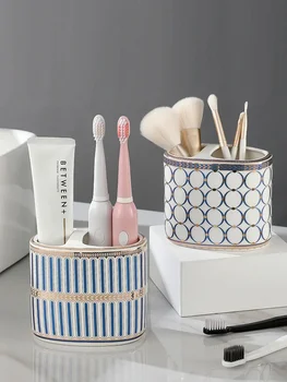 Svetlo Luxusné Nordic Kúpeľňa Príslušenstvo Sada Keramických Zubná Pasta Držiak Na Zubné Kefky, Držiteľ Skladovanie Organizátor