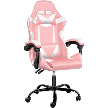 ružová herné stoličky,Veľký a vysoký hráč stoličky,Závodné štýl nastaviteľná otočná kancelárska stolička,S opierky hlavy, bedrová podpora